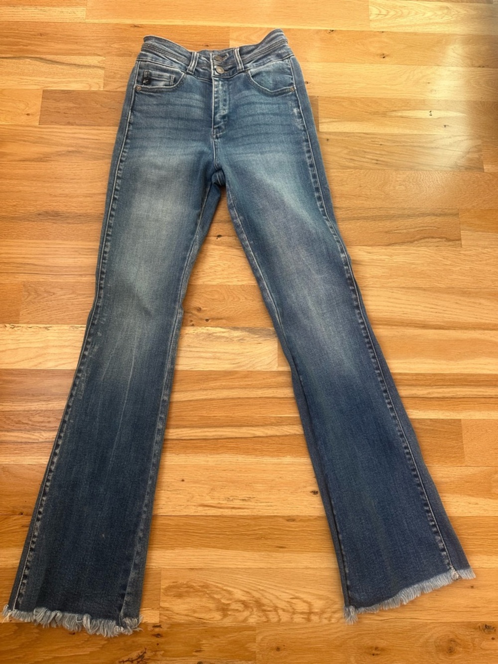 KanCan Distressed Mid Blue Flare Jeans